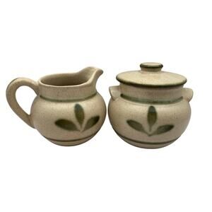 Stoneware Sugar Lidded/ Creamer Bowl Set VTG Royal Haeger Pottery? 3.5" & 4" T